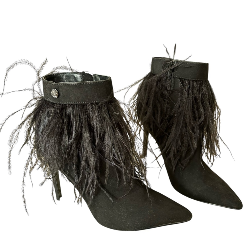 Nina Plume Crowned Feather Ankle Booties